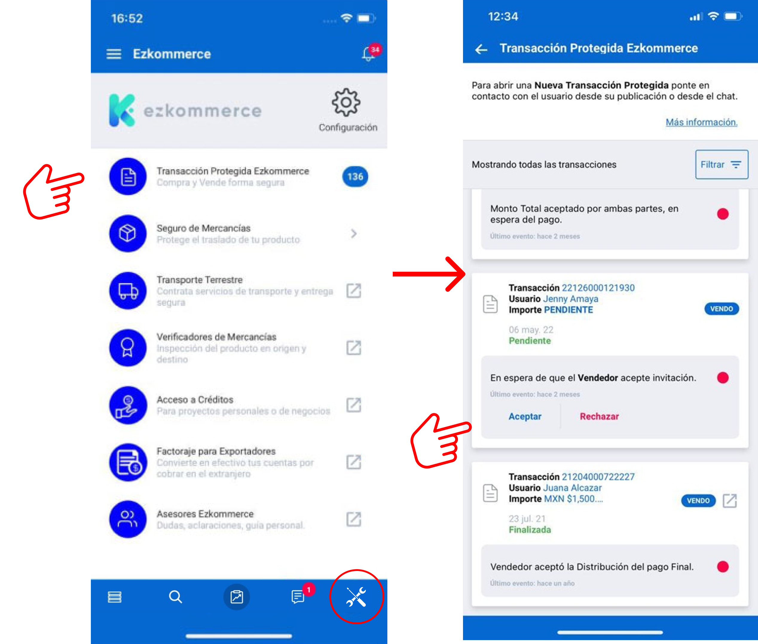 transaccion desdepublicacion